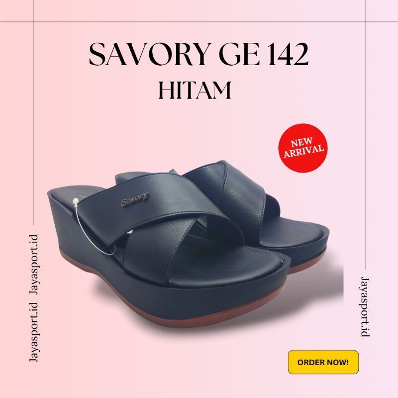 Savory Original Sandal Wanita Wedges Kekinian GE 142 Hitam