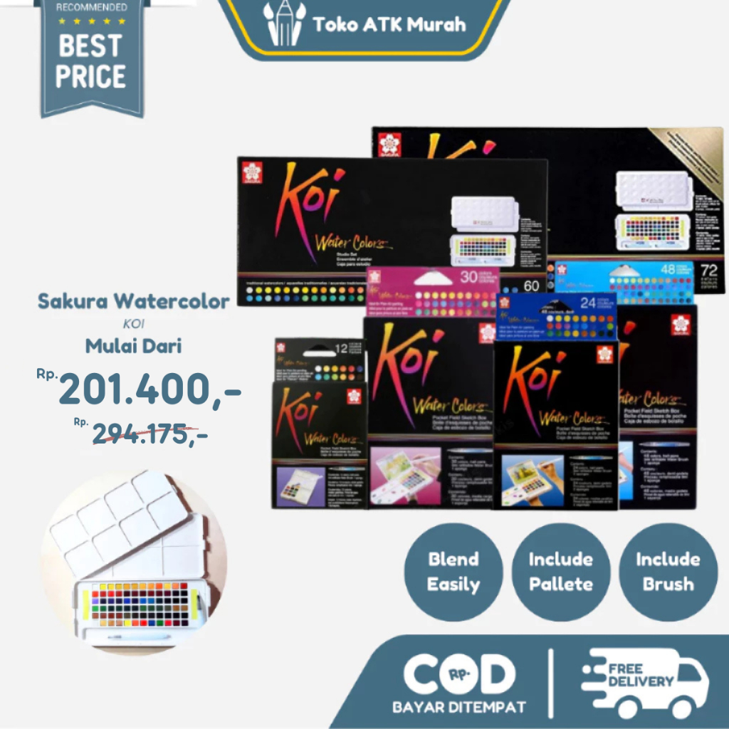 

Sakura Koi Water Colors 12 / 24 / 30 / 48 / 60 / 72 Colors Studio Set - Pocket Field Sketch Box