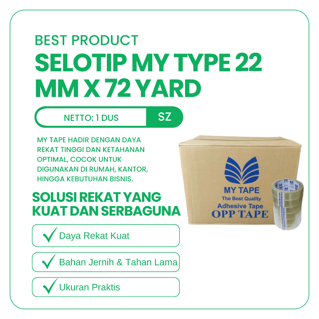 

Selotip Isolasi Lakban Bening My Tape 24mm x 72y 1 dus