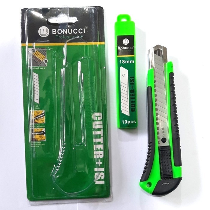 

Pisau Cutter BONUCCI + isi Ulang 10 Pcs