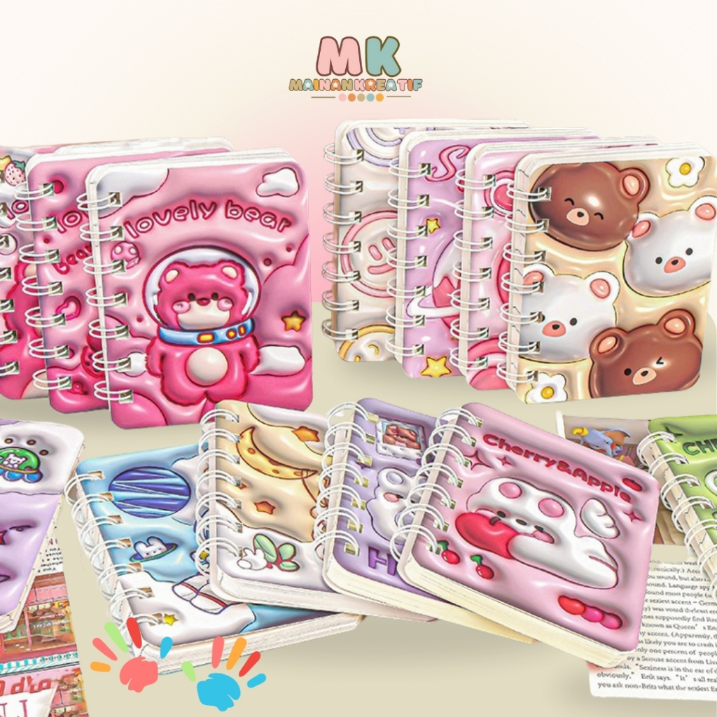 

MK636 Buku Notebook mini/ Buku Catatan Kecil/Notebook 3D Mini/Notebook Spiral Mini A7 80 Lembar Buku Catatan Kartun Kecil