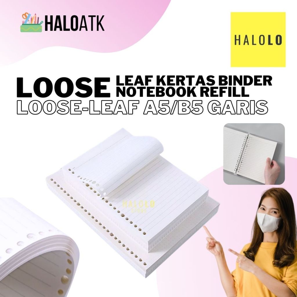 

Loose Leaf Kertas Isi Ulang A5 / B5 Kertas Isi Binder Bergaris Isi 60 Lembar