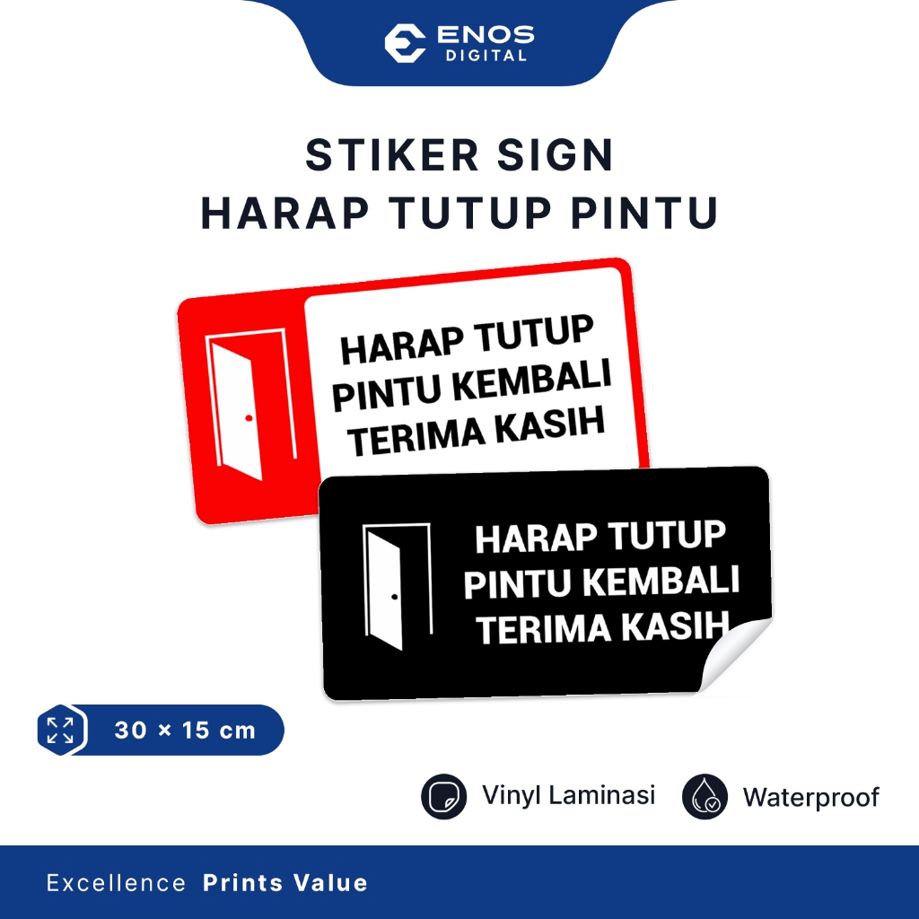 

Stiker Harap Tutup Pintu Kembali Stiker Peringatan Sign Label Anti Air Bahan Vinyl