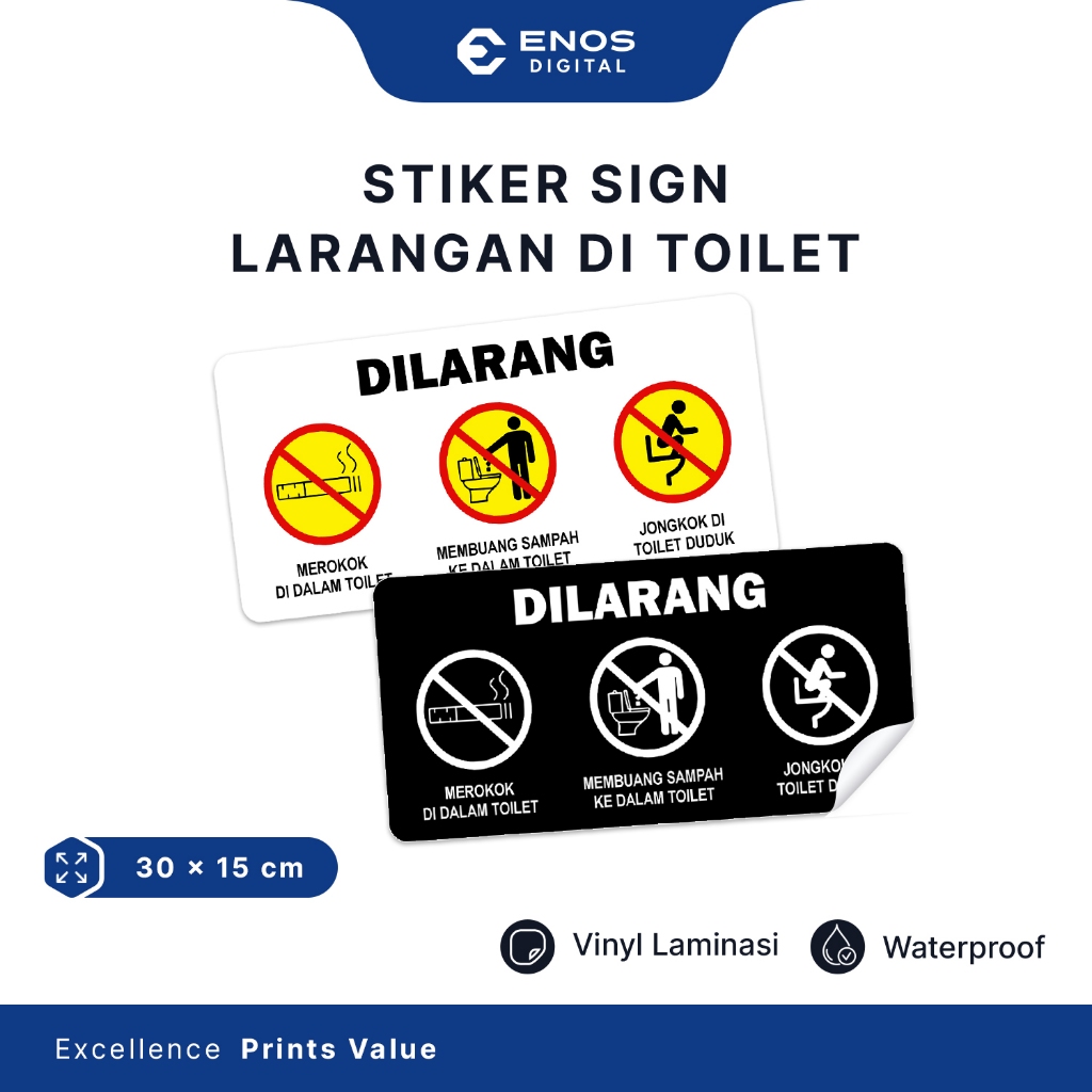 Stiker Dilarang Merokok Di Toilet Stiker Caution Larangan Di Toilet Laminasi Anti Air Ukuran 30x15