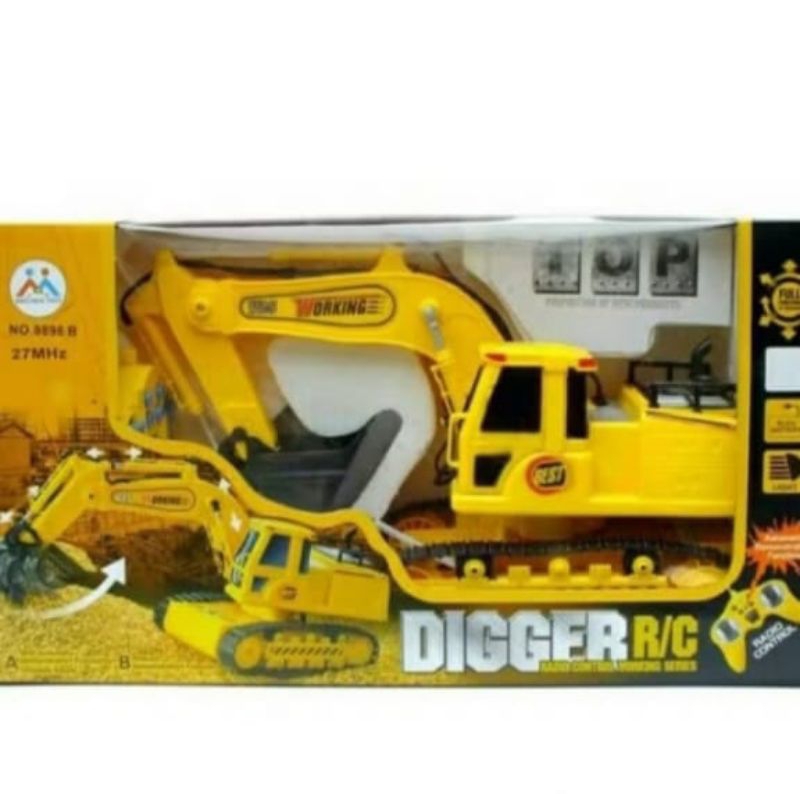 Mainan anak mobil rc truck DIGGER ekskavator beco ukuran jumbo keren remote control bego eskavator d