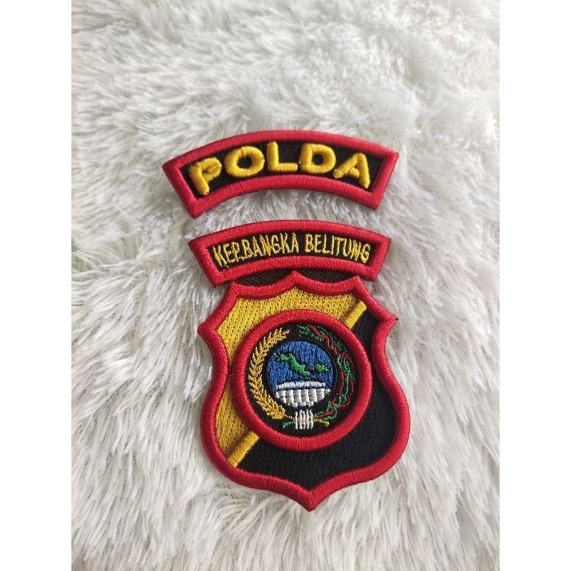 LOGO POLDA KEPULAUAN BANGKA BELITUNG BORDIR TIMBUL 3D, ATRIBUT POLRI BORDIR