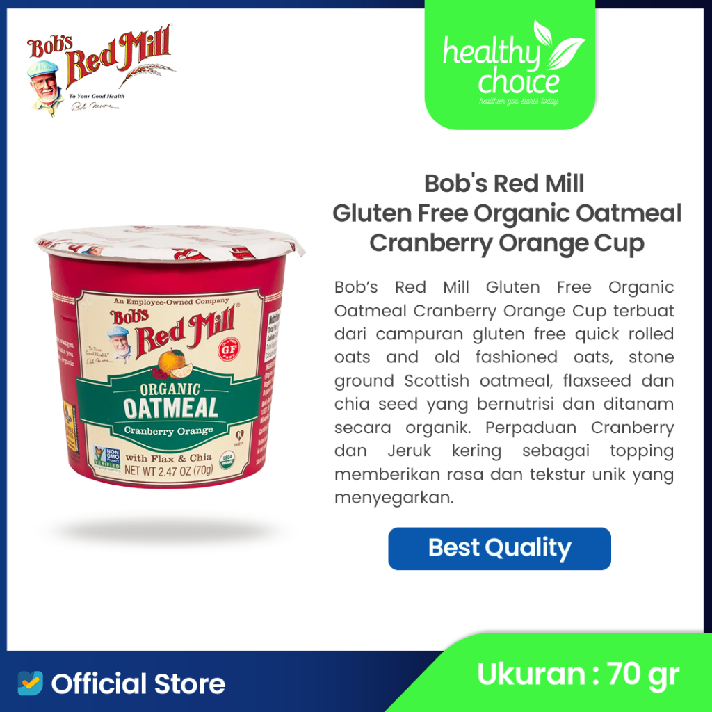 

Bob's Red Mill Gluten Free Organic Oatmeal Cup Cranberry Orange