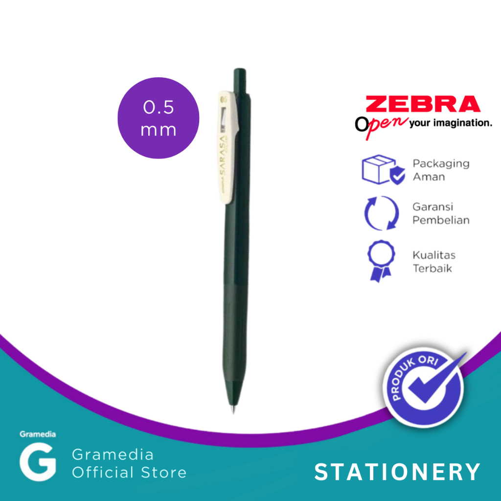 

Zebra Sarasa Clip - Pulpen Gel 0.5 Warna Vintage Green