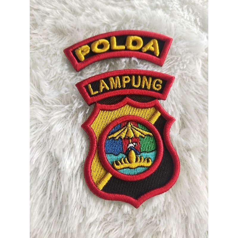 LOGO POLDA LAMPUNG BORDIR TIMBUL 3D, ATRIBUT POLRI BORDIR TIMBUL