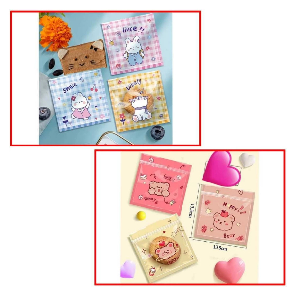 [ISI±50 LEMBAR - 13.5x13.5 cm] [RISSA] Plastik Klip Ziplock Motif Lucu Zipper Bag Motif Cookies Bag 