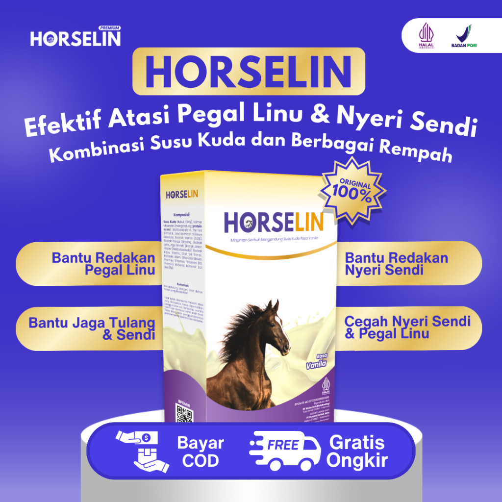 

Susu Kuda Liar Horselin Murni Atasi Nyeri Sendi Asam Urat 200 Gram