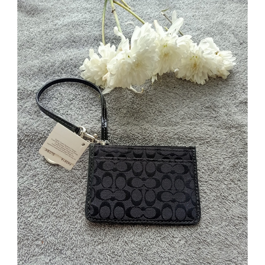 Dompet kartu nama dan koin Coach – Hitam