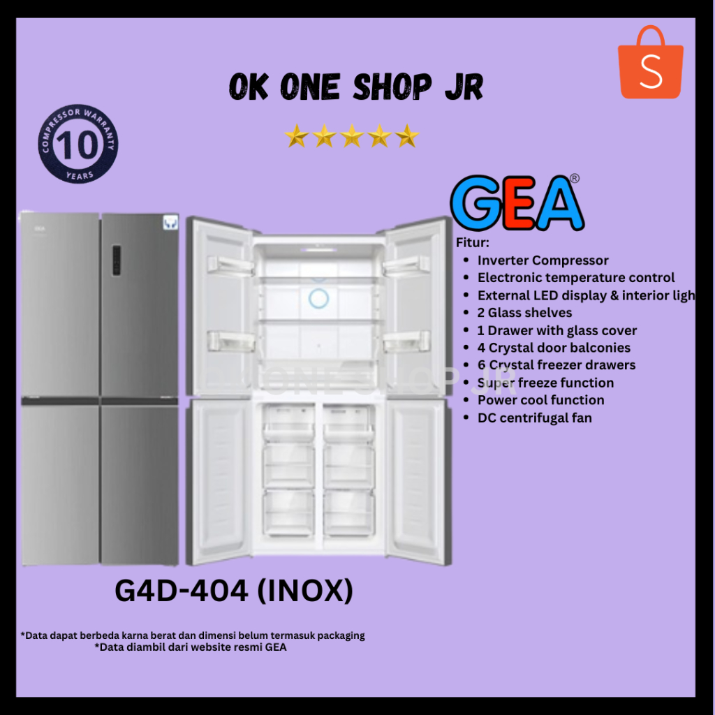 GEA Kulkas SBS G4D 404 INOX/G4D 404INOX