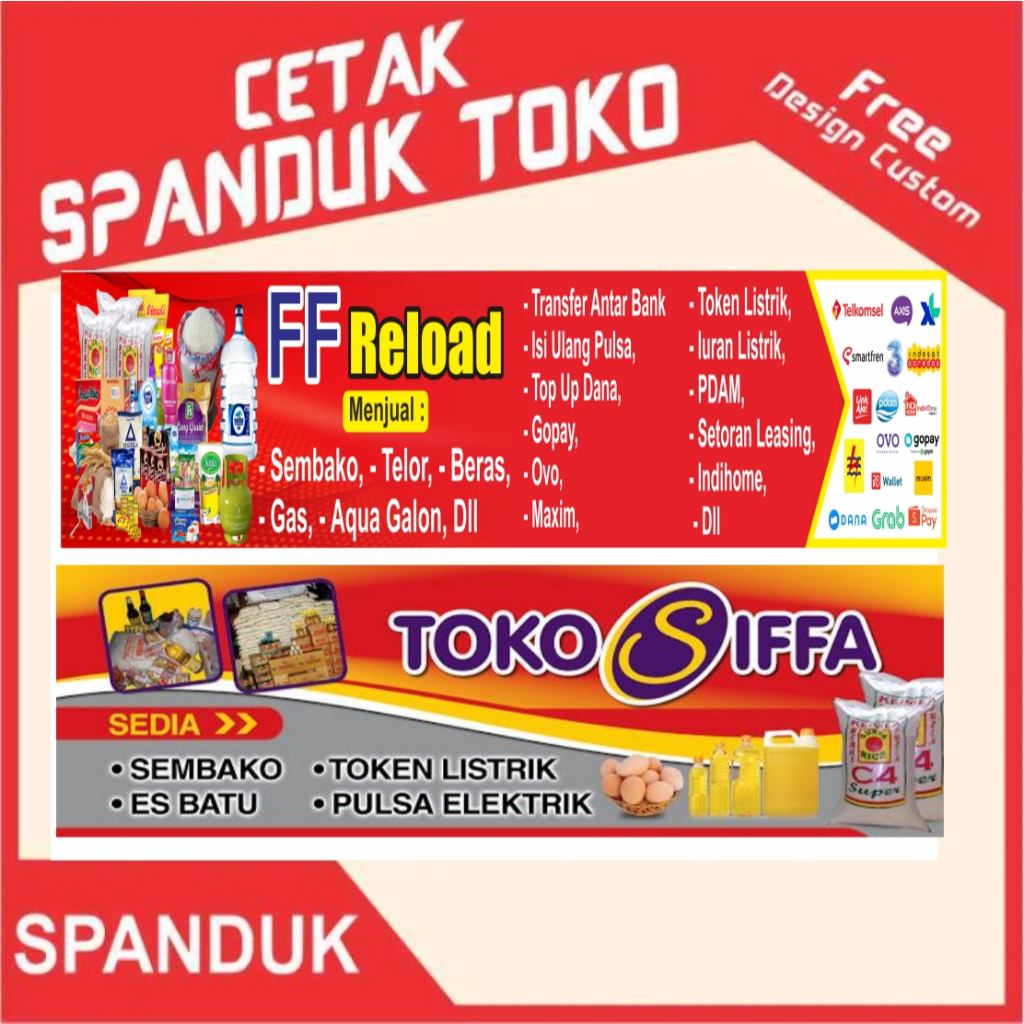 Spanduk Toko Sembako / Spanduk Toko Baju Spanduk Toko Pakaian / Spanduk Toko Kue / Spanduk Toko Maka