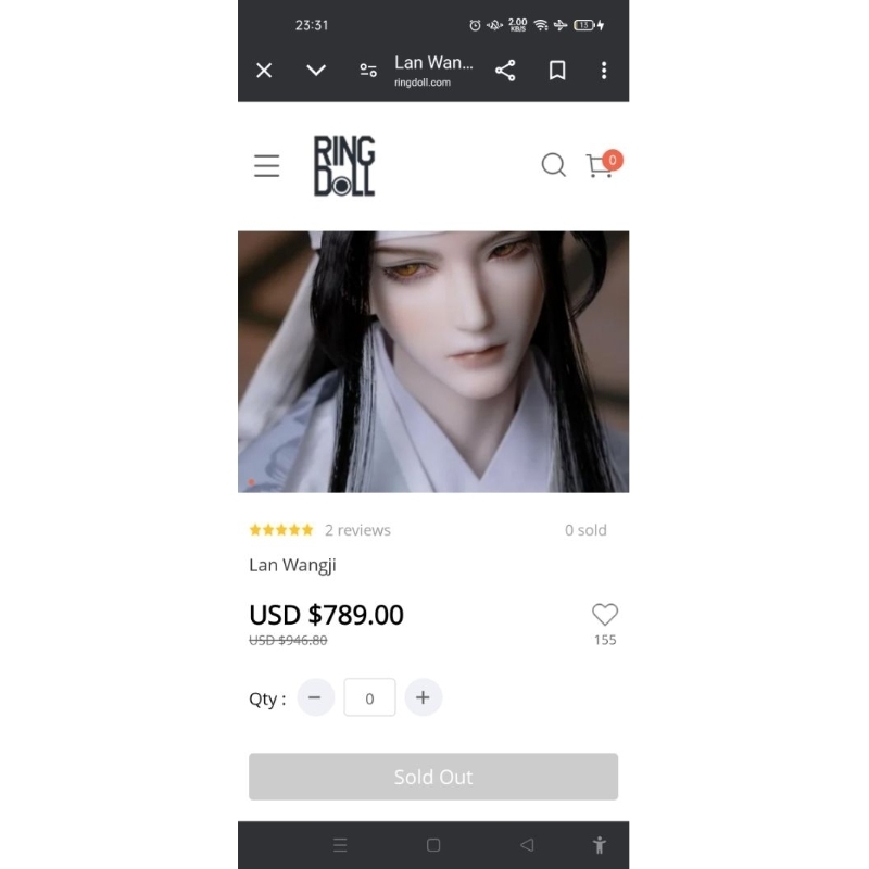 (PRE-ORDER) LAN ZHAN RING DOLL 70 CM MINI DOLL LAN WANGJI WEI WUXIAN WEI YING BJYX WANGXIAN THE UNTA