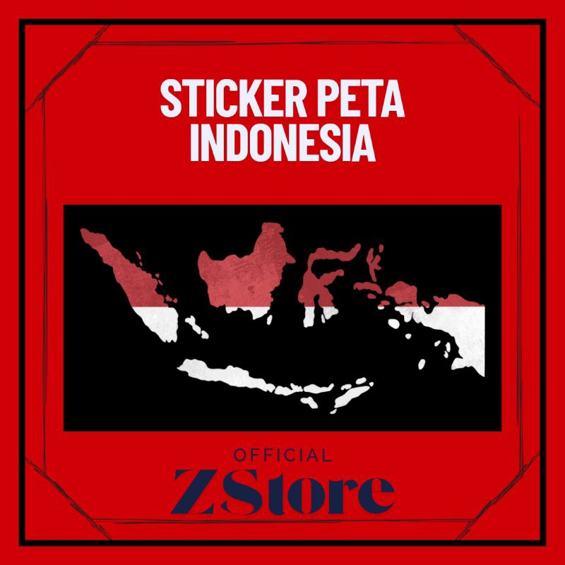 

sticker peta Indonesia vinyl ukuran 5x5cm, 10x15cm 25x30cm custom ukuran
