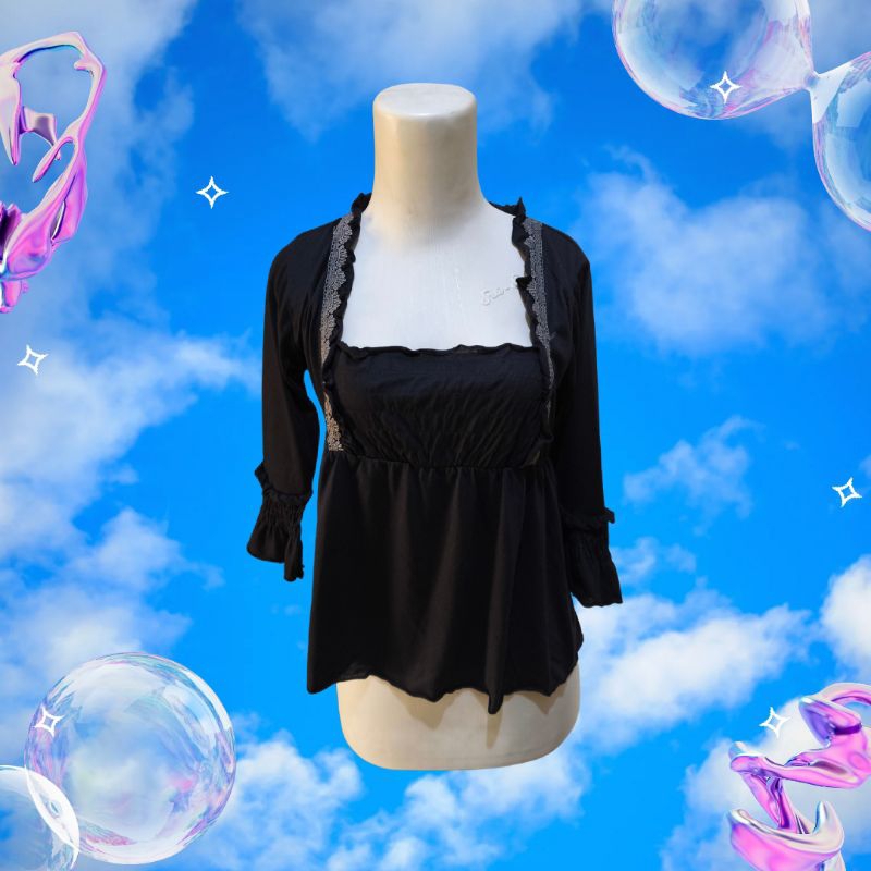 BLOUSE HITAM AXES FEMME