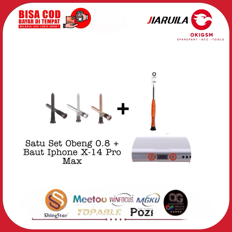 Satu Set Obeng 0.8 + Baut Iphone X-14 Pro Max