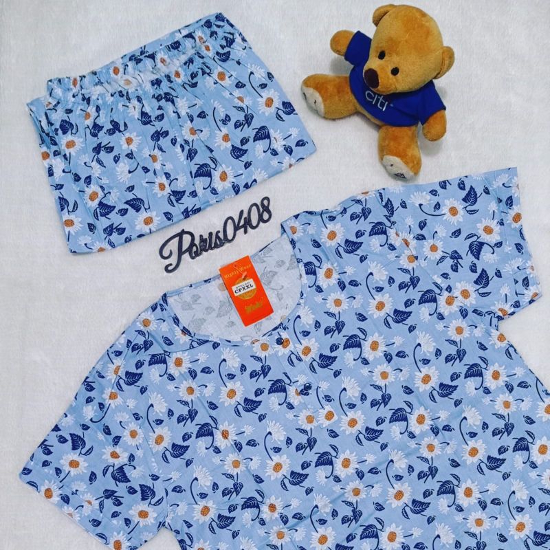 Baju Tidur HOKI CP XXL Jumbo Katun wanita sunflower)