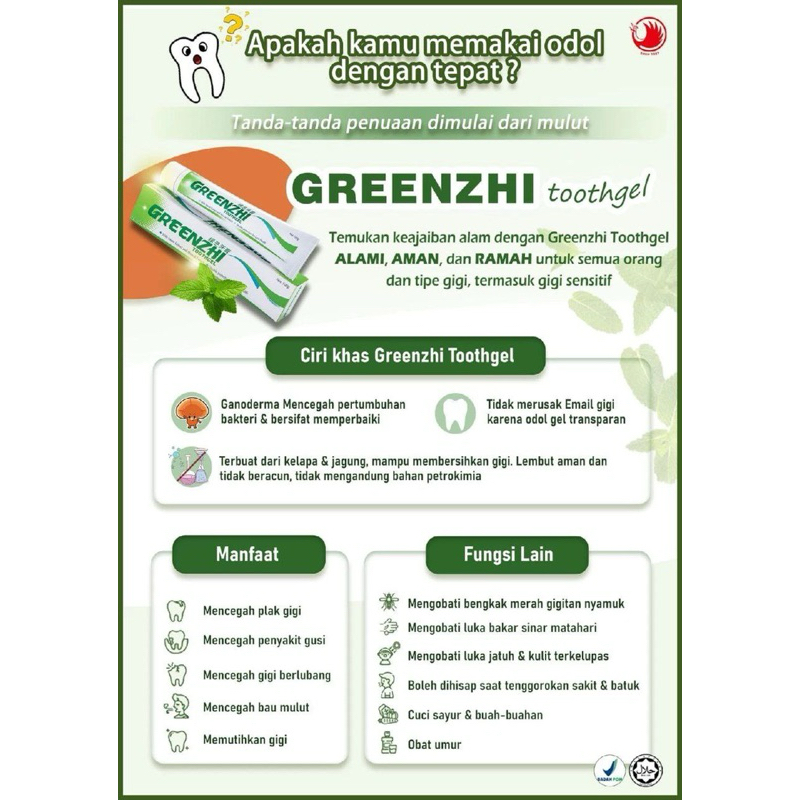 Greenzhi Odol pasta gigi Ganoderma Shuang Hor