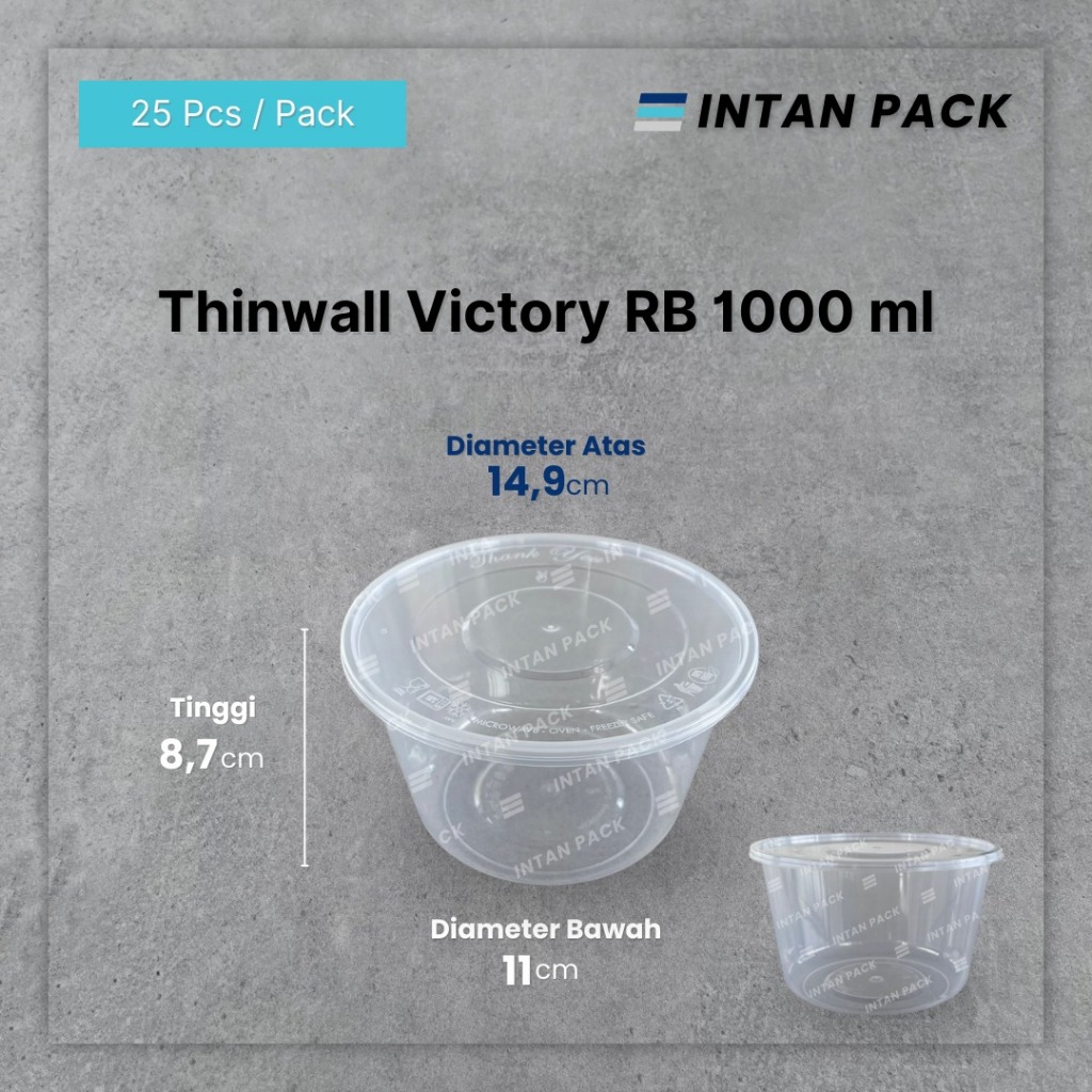 Thinwall BULAT ROUND BOWL 1000 ml Victory Wadah Baso Bubur Plastik (25 pcs)
