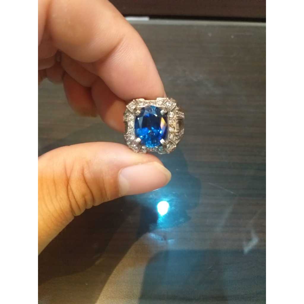 Cincin Blue Safir Ring Perak