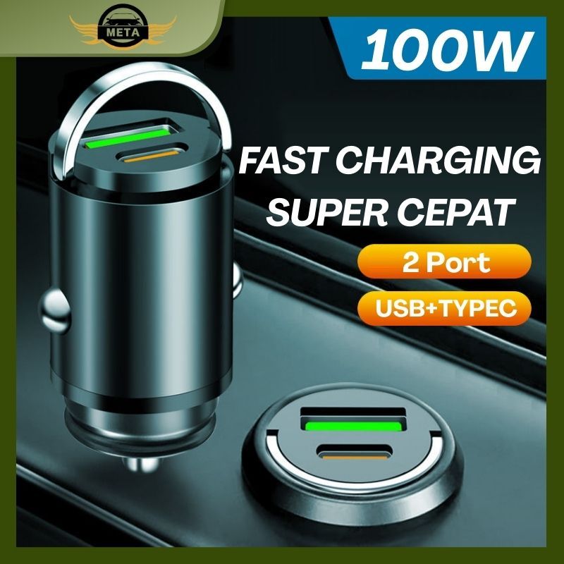 100W Pengisi Daya Cepat Charger Mobil Fast Charger Mobil USB Type-C Super Cepat