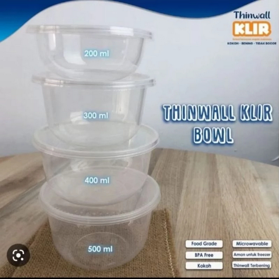 Thinwall Klir 300ml Bowl | Mangkok Plastik 300 ml KLIR BOWL @25set