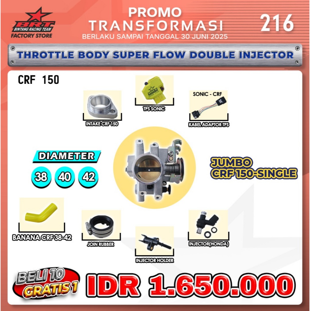 Brt Tb Super Flow Double Injector Single Crf 150
