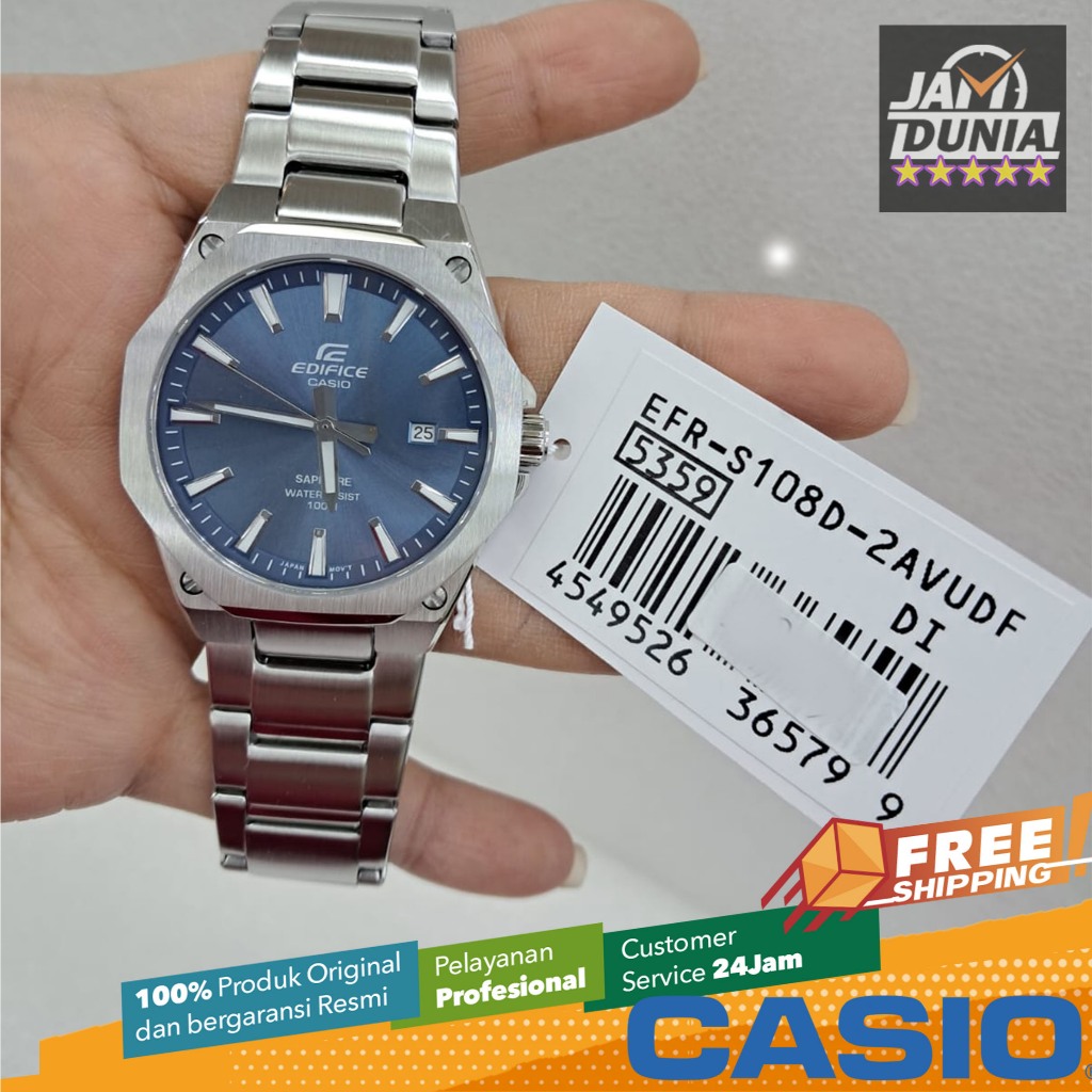 CASIO ORIGINAL EDIFICE EFR-S108D-2A EFR S108D 2A S108D EFRS108 JAM TANGAN WANITA NG  B086