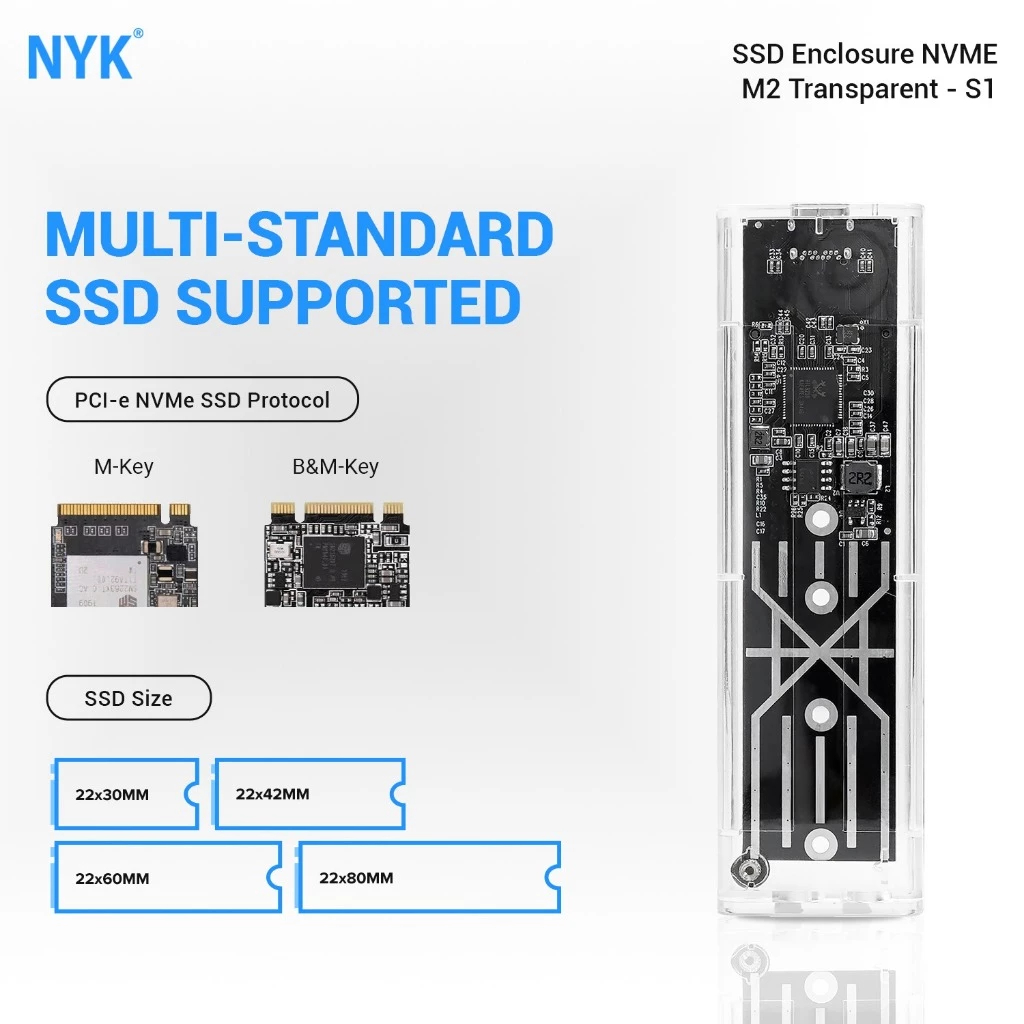 Case SSD Nvme M2 NYK S1 Casing SSD Enclosure Nvme Transparan -02511