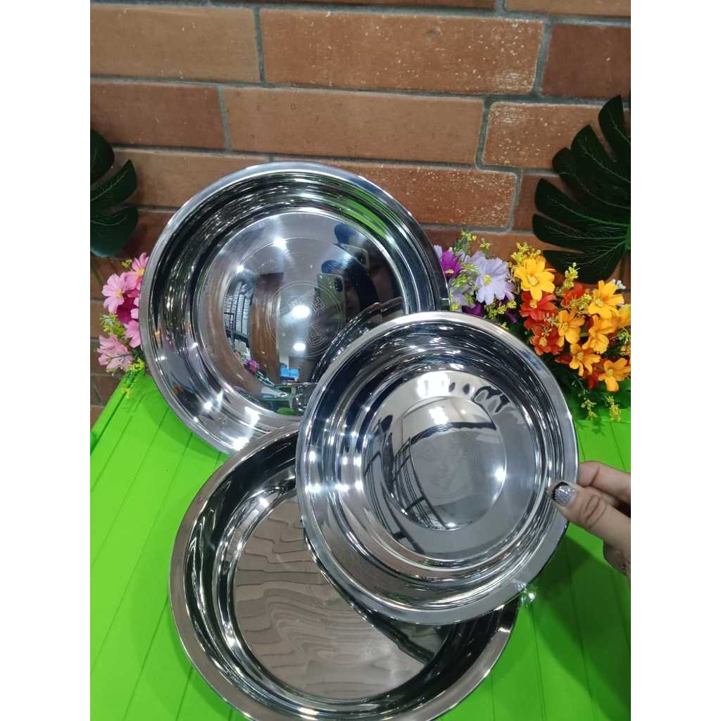 BASKOM STENLIS FUJIKA RENDAH 20 /22/24CM/PIRING STAINLESS STELL/BASKOM MAKANAN.BASKOM FUJIKA BULAT/C