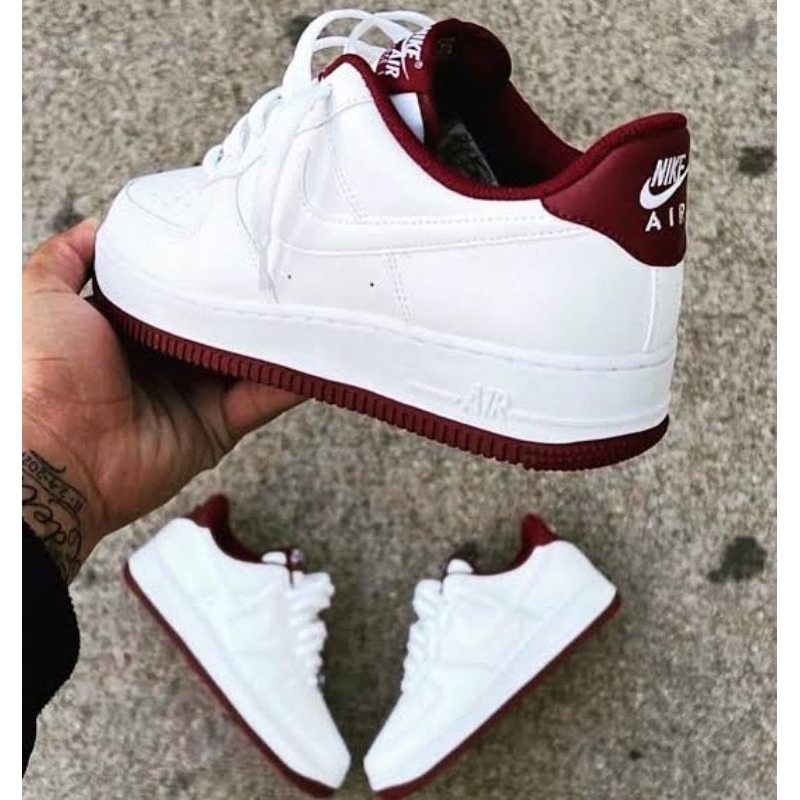 NIKE AIR FORCE 1 Low White Dark Beetroot Maroon 44 28cm Original