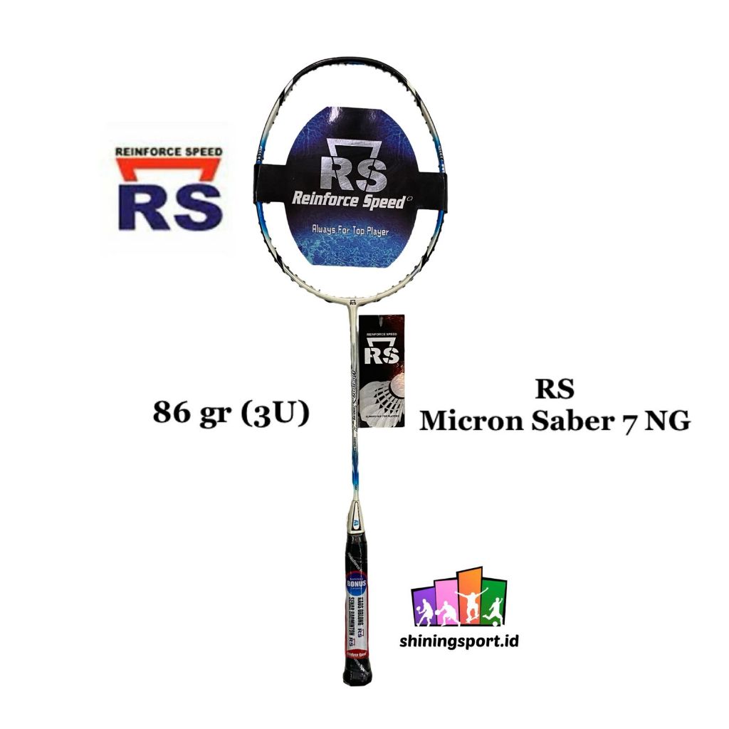 Raket Badminton RS Micron Saber 7 NG (+ FREE TAS DOUBLE RESLETING, KAOS, SENAR + FREE JASA PASANG & 