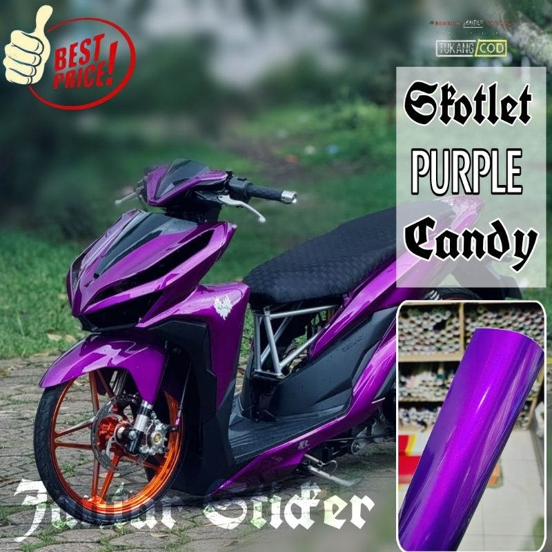 Sticker Scotlite Purple Candy Glossy Premium Lebar 50 cm Stiker Skotlet Ungu Candy Skotlet Motor Sko