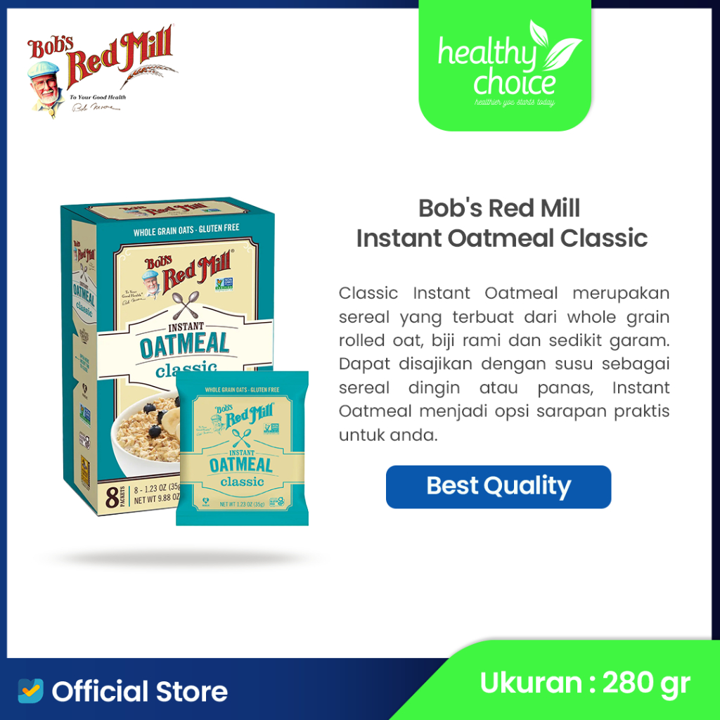 

Bob's Red Mill Instant Oatmeal Packets Classic 9.88 oz 280 gr