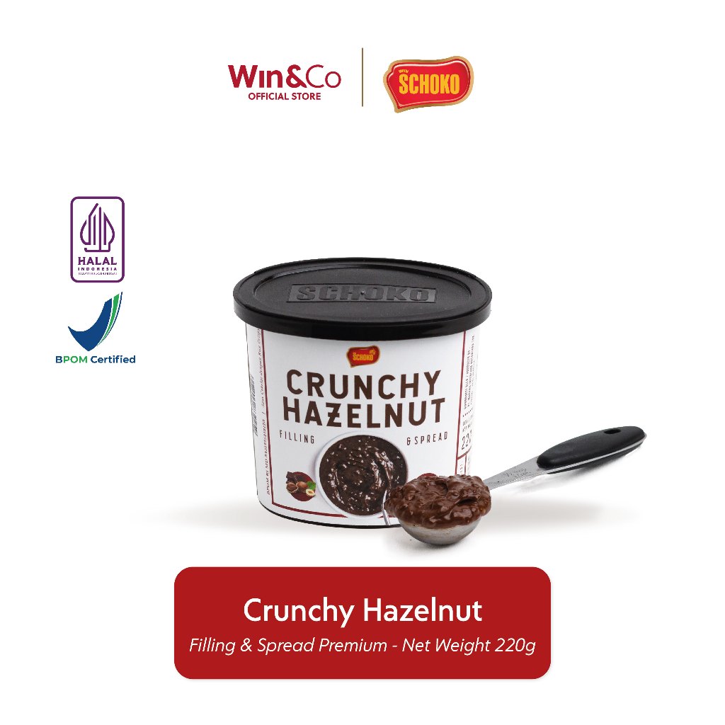 

SCHOKO Crunchy Hazelnut Filling & Spread / Selai Cokelat Hazelnut - 220g