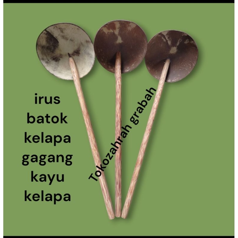 Irus batok kelapa besar gagang kayu pohon kelapa