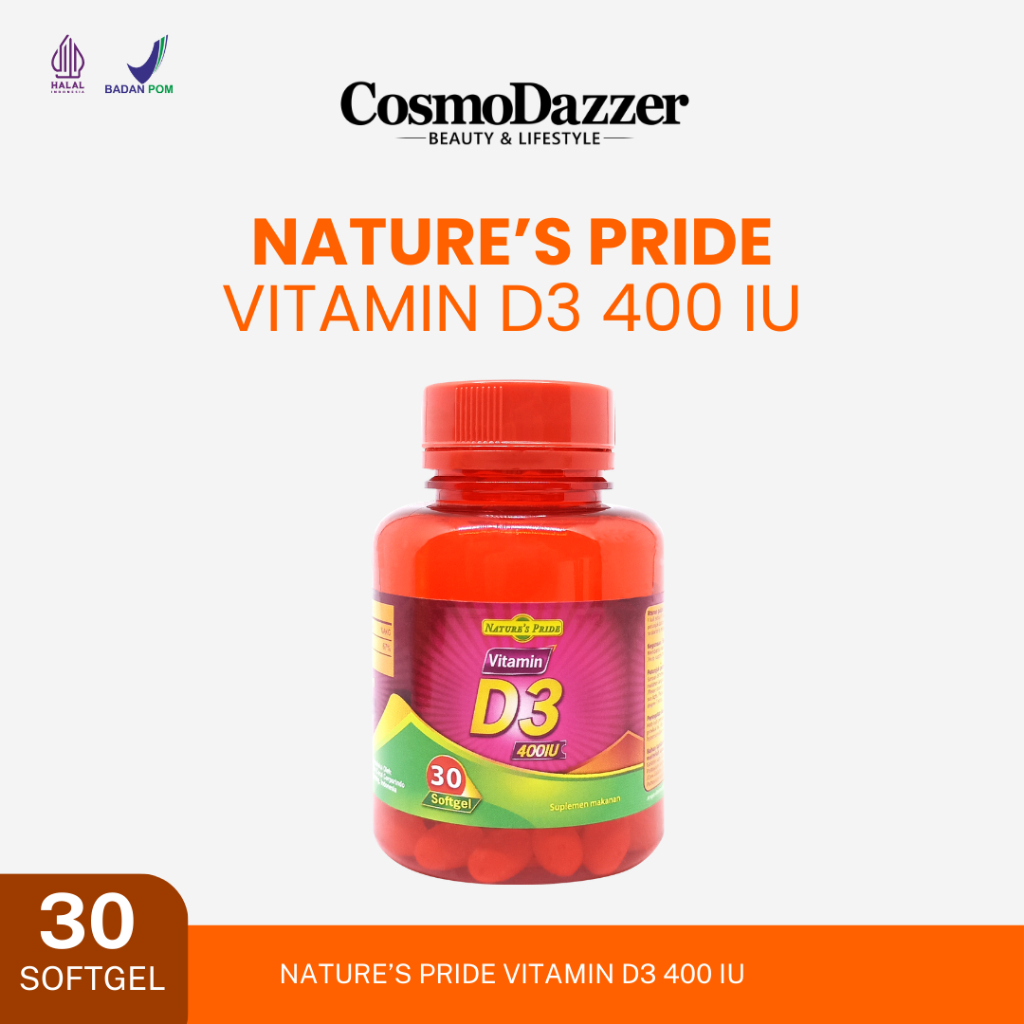 NATURE'S PRIDE VITAMIN D3 400 IU ISI 30 DAN 100 SOFTGEL - SUPLEMEN KESEHATAN