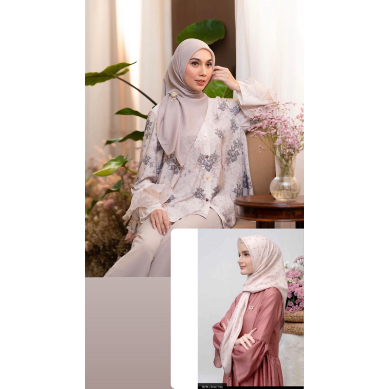Lathika Blouse Chrysant Scarf Wearing Klamby Siap Kirim (Shopee Video)
