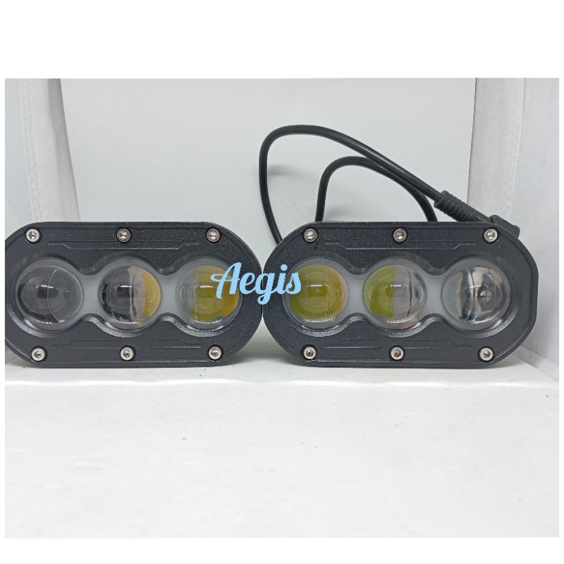 2pcs lampu led sorot Aegis U18 3mata 62w motor dan mobil