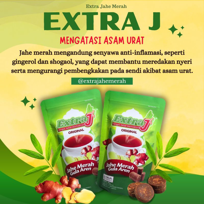

Extra J | Ekstrak Jahe Merah dan Gula Aren | Mengatasi Asam Urat