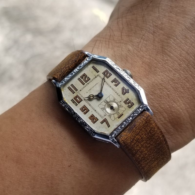1920s Vintage Lecoultre Blancpain Art Deco small Sub Second blued cathedral hands Jaeger JLC