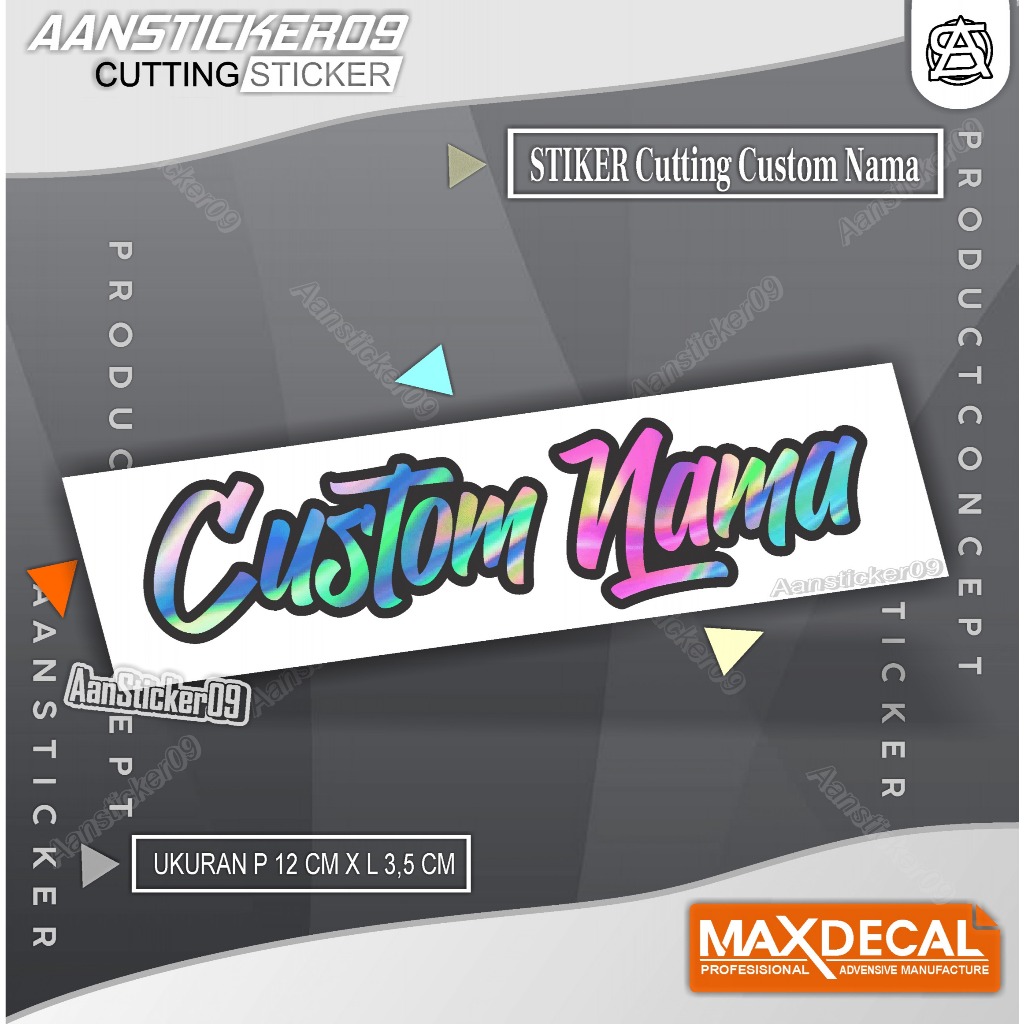 

Stiker Custom Nama Suka Suka Custom Tulisan Hologram Waterproof