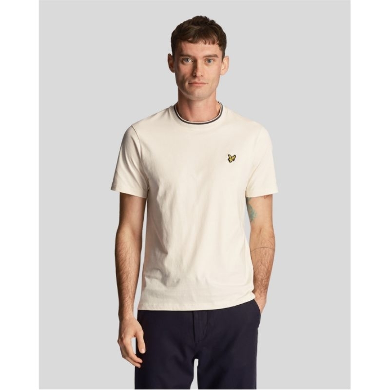 Lyle and Scott Tipped T-Shirt Chalk Original