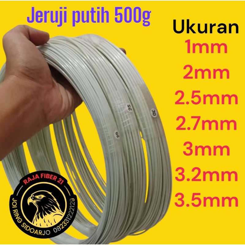 Jeruji ruji fiber putih 1mm 2mm 2.5mm 2.7mm 3mm 3.2mm 3.5mm berat 500g 2mm 2.5mm 3mm