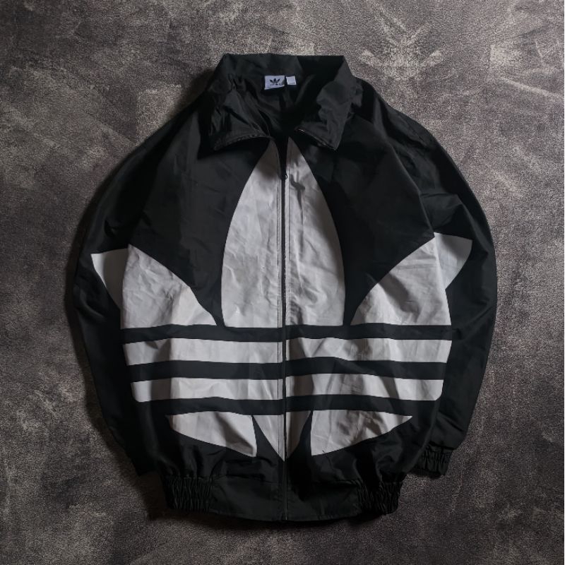 Windbreaker Jacket Adidas Big Logo Trefoil Second Thrift Original