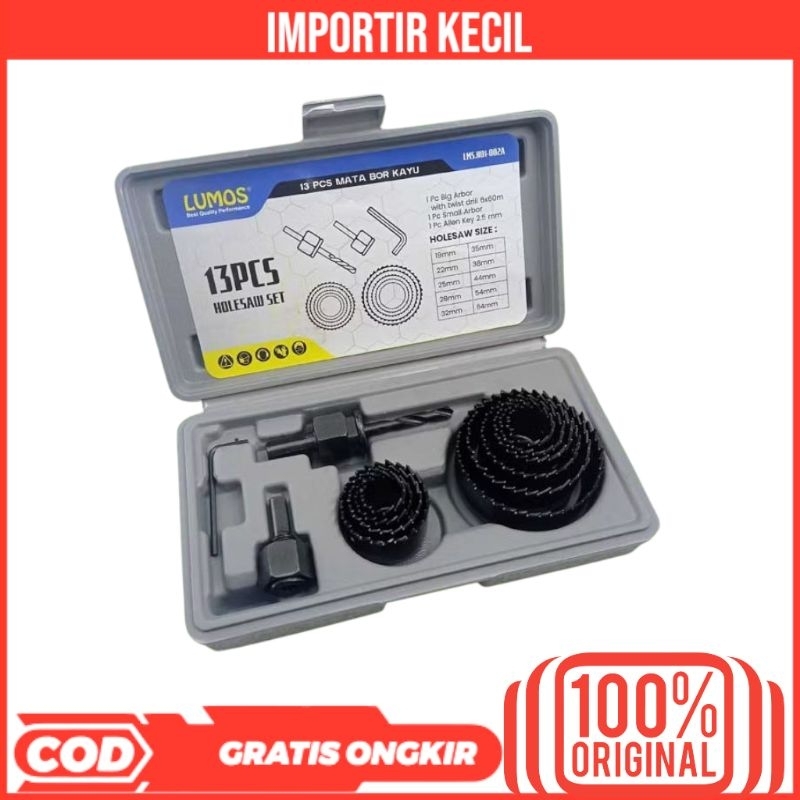 HOLESAW KIT 13PCS MATA BOR HOLESAW SET PELUBANG KAYU PVC HIDROPONIK