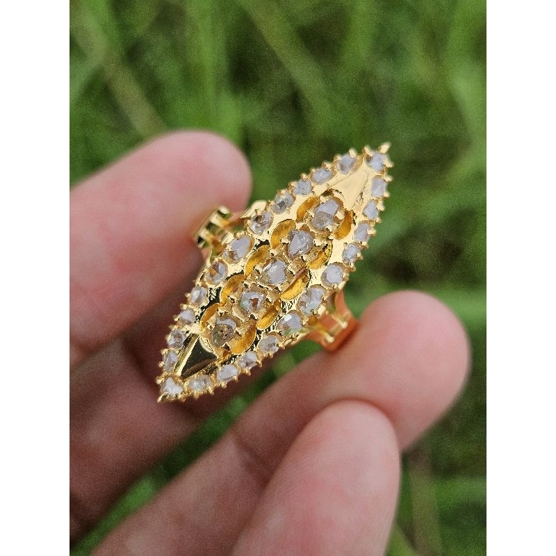 Cincin berlian intan lawasan cincin intan belahan cincin wanita mtif sabit cincin perak cincin silve