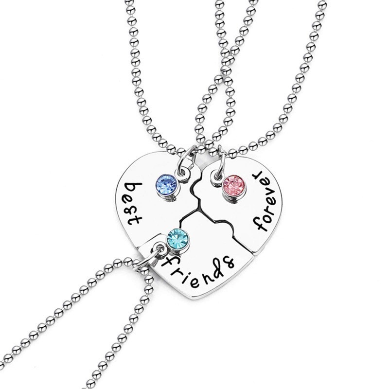 Kalung Persahabatan 3 Orang Kalung Best Friend Forever Bentuk Hati Perhiasan Teman Terbaik